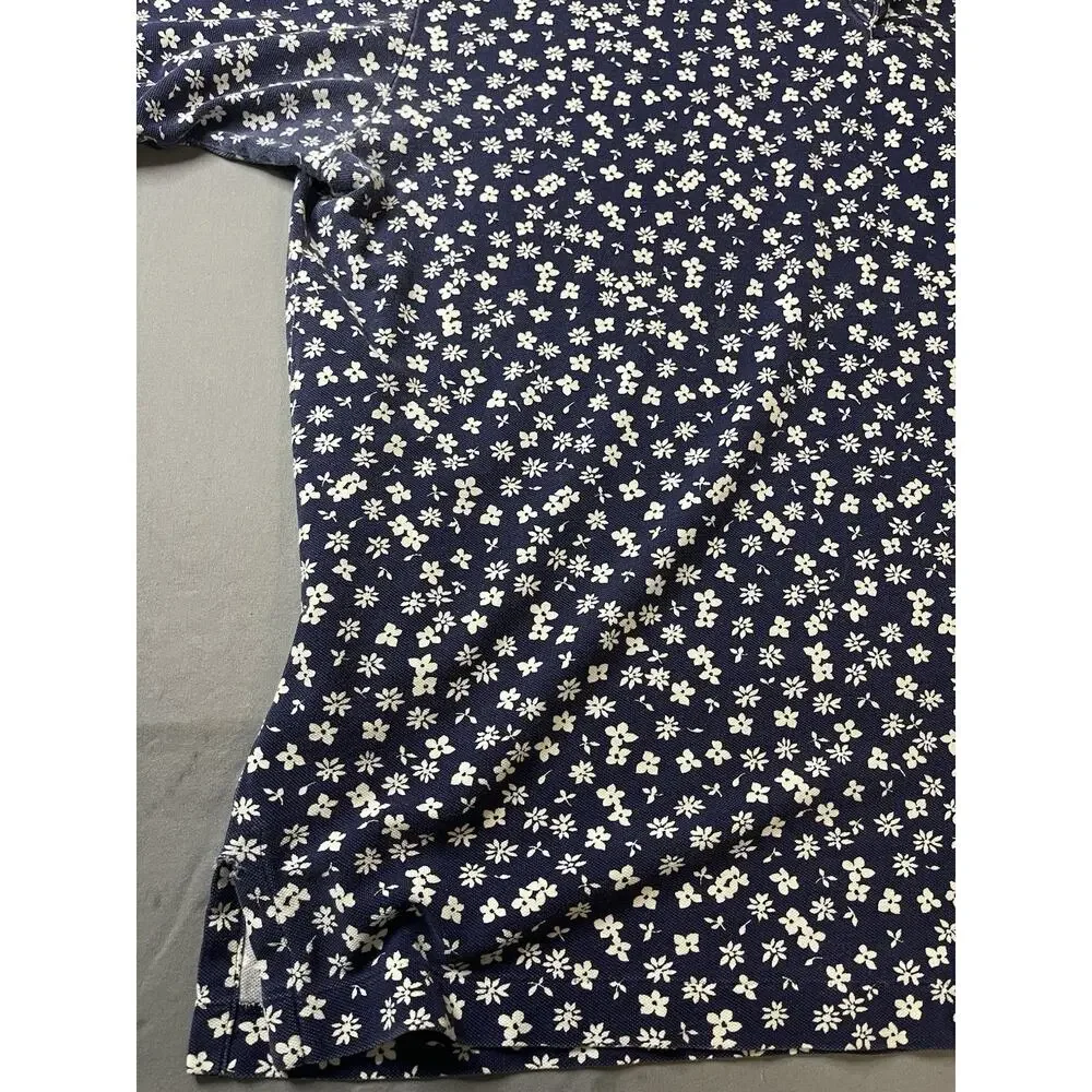Vintage 90s Polo Ralph Lauren XXL Navy Floral Polo Shirt Made in USA Terr.